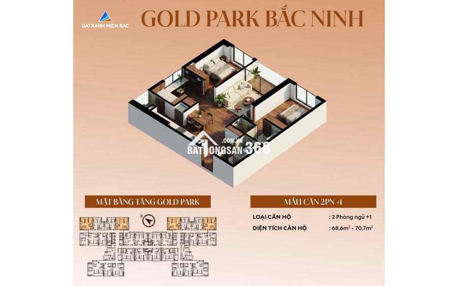 Chỉ 3.8 tỷ sở hữu CH 2N tại Gold Park Bắc Giang